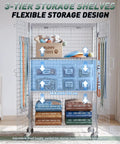 Heavy Duty Chrome Wire Security Cart Nsf Listed Mobile Storage Cage Kit Built Like A Tank For Warehouse Grocery Storage Featuring Rock Solid Mesh Design With Adjustable Shelves Handling Fifteen Hundred Pounds Daily Game Changer with three-tier design for organizing pet supplies.