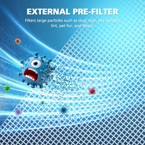 External pre-filter illustration for Replacement 4 Layer HEPA Filter For MK04 Air Purifier Fits MK04 And MK04LX.