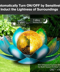 Two Pack Outdoor Solar Light Lotus Glass Globe Crackle Decoration With Waterproof LED Warm White Glow For Patio Lawn Walkway And Tabletop, Romantic Water Ripple Effect Garden Decor And Gifts with automatic on/off feature