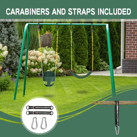 Kid Friendly Toddler Swing Seat With Coated Chains And Heavy Duty High Back Bucket For Outdoor Backyard Play
