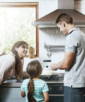 Family using Chrome Pot Filler Faucet With Solid Brass Build, Wall Mounted Over Stove, 360 Degree Swing Arm in kitchen