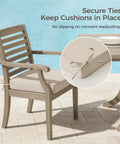 Comfy Outdoor Chair Cushions Set Of 4 For Patio Use, Water Resistant Seat Cushions With Ties, High Density Foam, Beige