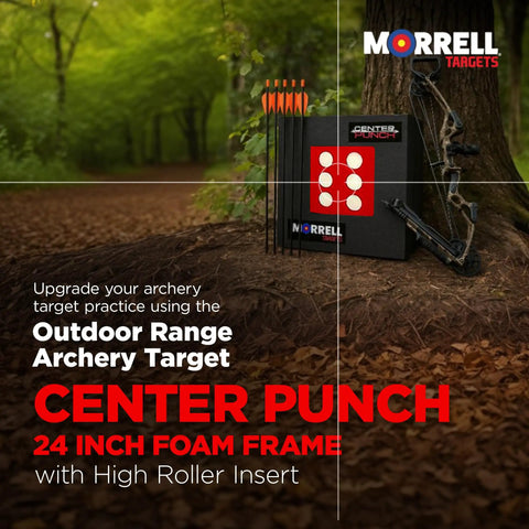 Outdoor setup with Twenty Four Inch Layered Foam Archery Target With High Density Roller Insert Designed For Compound Bows And Crossbows
