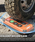 NEWTRY orange 8-button wireless crane remote control; 12V transmitter for industrial hoists.