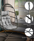 Hanging Egg Chair With Stand for Indoor Outdoor Chill, Plush Washable Cushions, 350 Lbs Capacity, Swing Hammock Chair near window