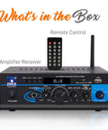 Home Audio Power Amplifier System 2x40W Bluetooth Mini Dual Channel Mixer For PA with remote control and antenna.