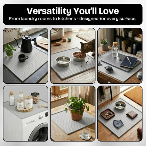 Moonstone Grey 2 Pack Washer And Dryer Top Cover Protectors 25 By 25 Inches Waterproof Silicone Dust Guards used on tables and washer