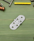 Beefy Stainless Steel Folding Table Hinge 180 Degree Swing 4 Pack For Computer Desks And Furniture Hardware shown with tools