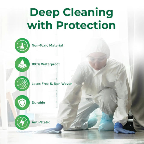 Top Shelf Heavy Duty Waterproof Disposable Coveralls With Hood Zippered Closure Elastic Cuffs Built Tough Full Body Shield Work Gear For The Grind 50 Pack