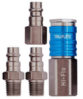 Tru-Flate 13-903 aluminum HI-FLO plug/coupler set with 1/4 in NPT fittings and blue cap