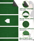 Features of 12 X 6 Ft Baseball Softball Batting Mat With Inlaid Home Plate And 5 mm Non Slip Backing, including turf details
