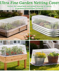 Two Pack Garden Netting For Raised Beds 4.3x2ft Ultra Fine Mesh Plant Covers With Drawstring on various planter types