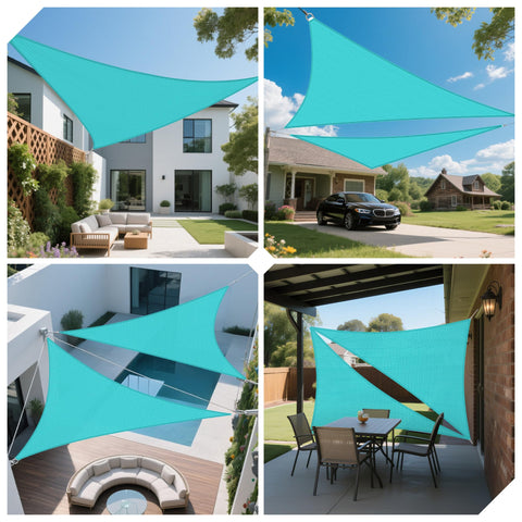 Seventeen By Seventeen By Seventeen Foot Shade Sail Equilateral Triangle Canopy That Blocks 95 Percent UV With Permeable 180GSM Shade Fabric For Outdoor Patio Lawn Garden Backyard Turquoise