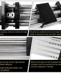 CNC Linear Stage Actuator With Double Optical Axis Slide Rail And 1204 Ball Screw, robust aluminum build with ball screw detail.