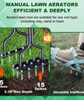 Two In One Manual Spike Aerator With Five And Fifteen Steel Spikes Detachable Foot Pad comparison chart