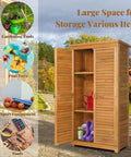 63 Inch Tall Wooden Outdoor Storage Cabinet With Two Lockable Doors Three Adjustable Shelves Waterproof Garden Shed