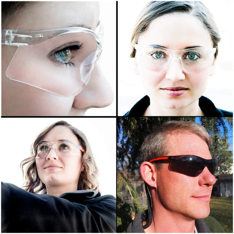 All Day Comfort Clear Safety Glasses With SuperLite Lens Technology And SuperClear Optics worn by individuals in various settings