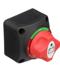 Battery Switch On Off For A Single Battery With Removable Control Knob 12 To 50 Volt DC Marine Power Control Easy Install Prevents Battery Drain Theft Resistant Knob Durable Boat Marine Accessory, black housing red knob