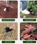 Spade Fork Digging Tool With Steel Head And Replaceable Handle used for loosening soil, garden cultivation, and crop collection.