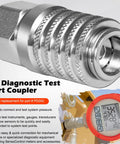 Steel Hydraulic Test Port Quick Connect Coupler with Female Pipe Thread, 1/8 Inch Body, 1/4 to 18 NPTF, close-up view