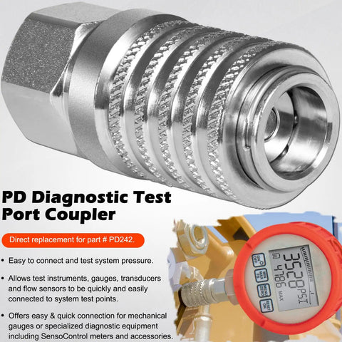 Steel Hydraulic Test Port Quick Connect Coupler with Female Pipe Thread, 1/8 Inch Body, 1/4 to 18 NPTF, close-up view
