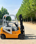 Heavy Duty Electric Forklift Truck Rolled Out As A Straight Shooter Warehouse Workhorse For Narrow Aisles And Heavy Cargo Hauling With No Hassle Counterbalance Lifting Power in a compact design.
