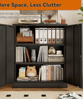 Heavy Duty 36 Inch Black Metal Storage Cabinet With Locking Doors, 2 Adjustable Shelves, Rust-Resistant Steel Garage Cabinet For Home, Office, Workshop, Utility Room, School Organization.
