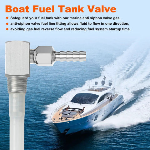 Anti Siphon Fuel Valve Fitting For Marine Fuel Tanks With One Quarter Inch NPT Threads and Boat Image