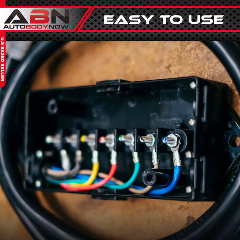 7 Pin Trailer Wiring Harness Plug Inline Cord Kit With 7 Way Junction Box and color-coded wires for cars, trucks, RVs, campers