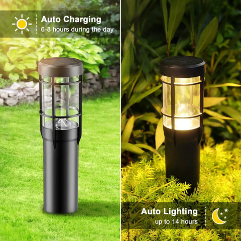 Solar Pathway Lights Pack Of 6 With Warm White And Color Changing Modes IP65 Waterproof Outdoor Garden Lights auto charging