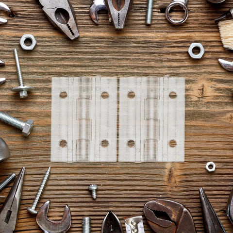 Durable Acrylic Folding Door Hinges For Cabinet Doors, Heavy Duty Small Butt Hinges With Rugged PC Material surrounded by tools