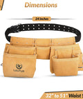 Suede Tool Belt And Work Apron With 12 Pockets, Dual Hammer Loops, Quick Access Pockets, Adjustable for Carpenters and DIY Pros