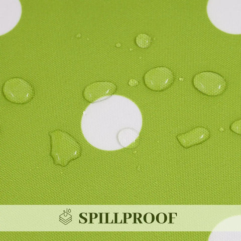 Close-up of 60 Inch Round Outdoor Tablecloth With Umbrella Hole And Zipper, Waterproof Heavy Duty Oxford Fabric, Green Polka Dot