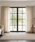 Heavy Duty Telescoping 1 Inch Curtain Rod Extends From 72 To 144 Inches With Silver Decorative Translucent Finials mounted above window