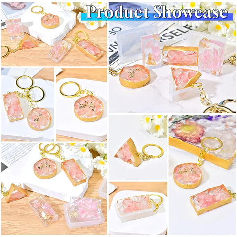 Complete Kit Of Dope Silicone Molds For Keychains And Pendants Including Triangle Round Square Ripple Shapes Plus Metal Charms For Top Tier Epoxy Jewelry Crafting