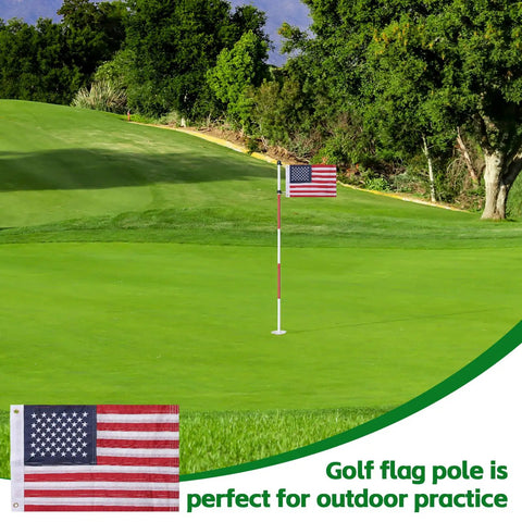 6 Foot Double Sided American Flag Golf Flagstick For Putting Green Portable Five Section Pole on green