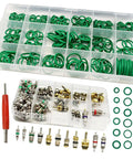 Green Rubber O Ring Kit And Car AC Valve Core Kit Set For R12 And R134a Repairs 270 Pcs O Ring Seals Plus 102 Pcs Valve Core Kit
