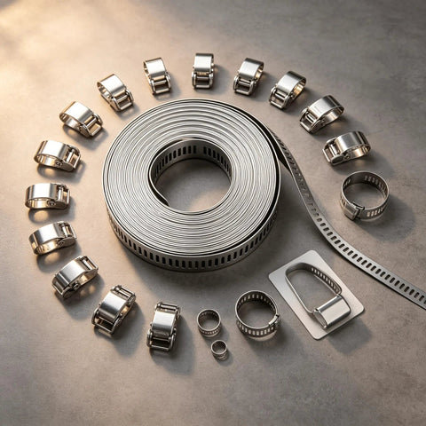 Get Ready For Any Home Rodeo With This 16 Ft DIY Stainless Steel Hose Clamp Kit Featuring Premium Worm Gear Duct Pipe Clamps And Strong Fasteners For Custom Fits On Piping And Plumbing Tasks. 16 ft stainless steel hose clamp roll with worm gear fasteners
