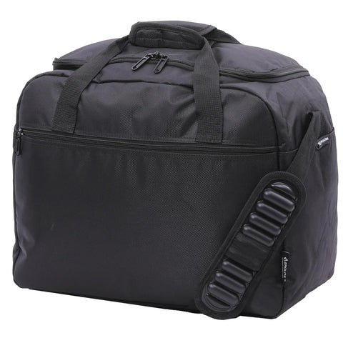 Max Size Carry On Duffle Bag For Air Travel, Lightweight Personal Item, 18 By 14 By 9 Inches, 37L, Foldable Under Seat Cabin Bag, Eco Friendly Black Travel Companion That Fits AA Delta And More