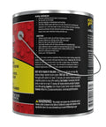 Side view of 1-Gallon Liquid Rubber Sealant Coating can with product instructions and warning labels visible.
