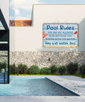 Vintage Pool Rule Sign Metal Tin Outdoor Waterproof Wall Decor For Backyard Bar Or Deck 8 By 12 Inch Non Glare Rustic