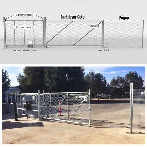 Durable Heavy Duty Nylon Sliding Gate Rollers With Slick Track Wheels For Effortless Outdoor Operation Built Tough Silent Performance Weather Resistant 4 Pack shown with cantilever gate setup.