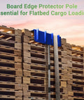 8 Foot Edge Protector Extension Handle For V Shaped Edge Corner Guards And Flatbed Edge Protectors Detachable Spiral Rod Handle Only For No Climb Needed Safe Cargo Loading And Easy Install shown in use on stacked wood pallets.