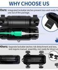 Comparison of outdoor extension cord safety cover with waterproof seal IP54 and two latches versus separate latch design