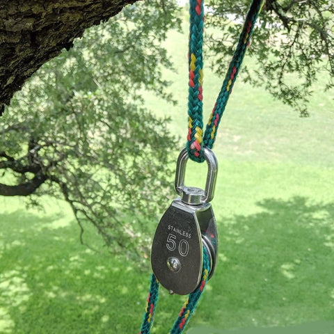 Beefy Four Pack M50 Single Pulley Block With 881 Lbs Load Capacity Heavy Duty Stainless Steel 360 Degree Rotatable outdoors
