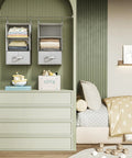6 Shelf Hanging Closet Organizer With 3 Removable Fabric Drawers Space Saving Wardrobe Shelves in nursery setting