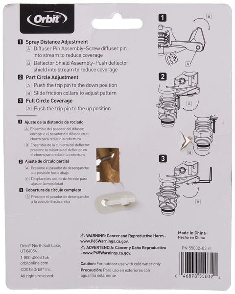 Instructions for Two Pack Half Inch BRS Sprinkler Head Connection Fitting designed for impact heads and customizable spray.
