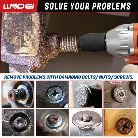 Screw Extractor Set 10 Piece Hex Head Easy Outs for Stripped Fasteners in use removing broken bolt.