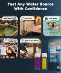 Heavy Duty Bacteria Water Test Kit For Drinking And Well Water Quick E Coli Detection Lab Grade Results In Six Hours Two Pack USA Made showcased with various water sources.