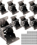 Premium Hella Sturdy Full 8 Pack Set Foldable Steel Brackets Heavy Duty Self Locking Hinges for tables with mounting screws.